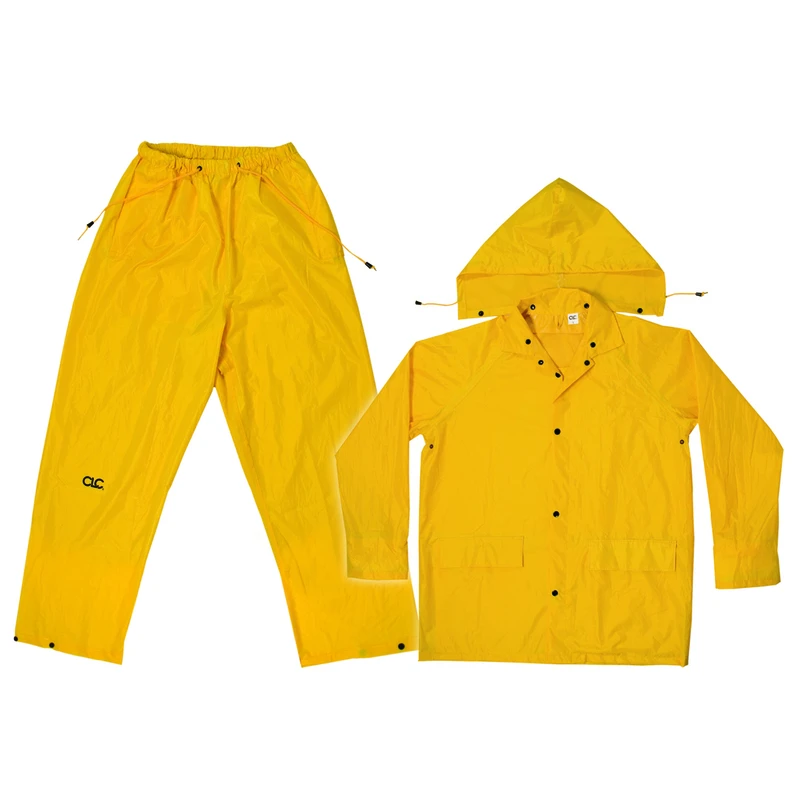 Clc Climate Gear Yellow Polyester Rain Suit Large With Detachable Hood