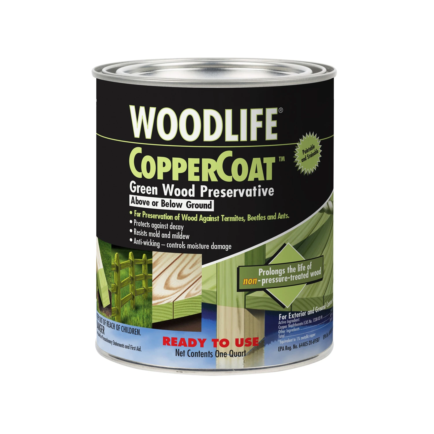 Woodlife Green Water-based Wood Preservative 1 Quart - Coppercoat Formula