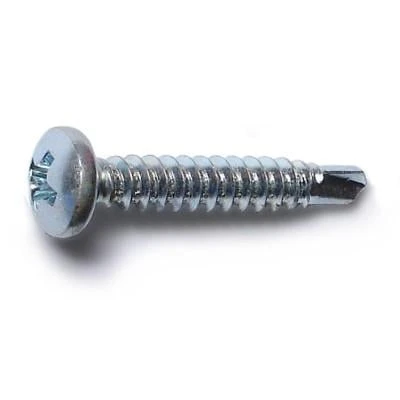 #8-18 X 1 Zinc Plated Steel Phillips Pan Head Self-drilling Screws - 100 Count