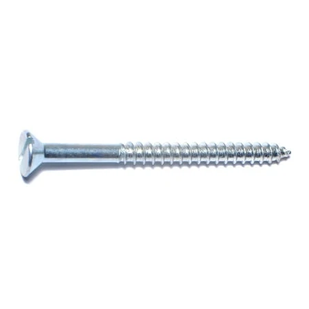 #14 X 3 Zinc Plated Steel Slotted Flat Head Wood Screws - 100 Count