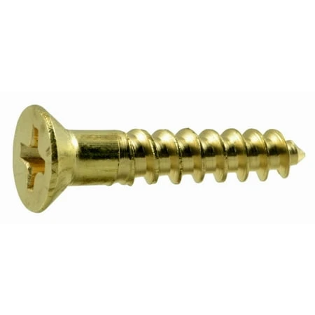 #6 X 3/4 Inch Brass Phillips Flat Head Wood Screws - 100 Count