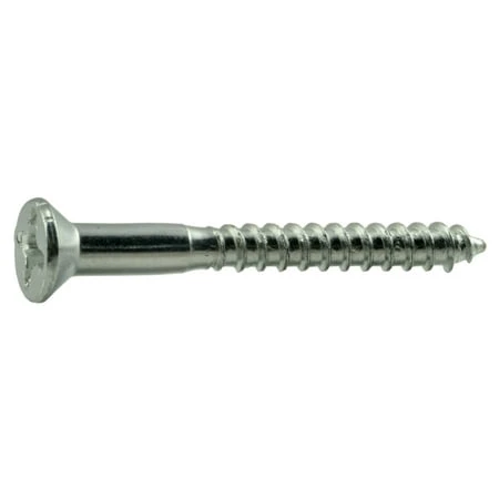 #12 X 2 Zinc Plated Steel Phillips Flat Head Wood Screws - 100 Count