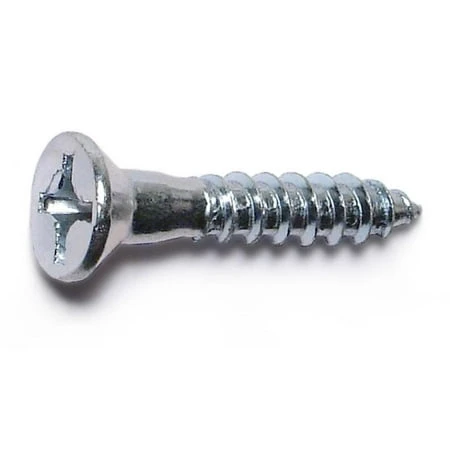 #12 X 1-1/4 Zinc Plated Steel Phillips Flat Head Wood Screws - 100 Count
