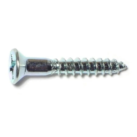 #10 X 1-1/4 Zinc Plated Steel Phillips Flat Head Wood Screws - 100 Count