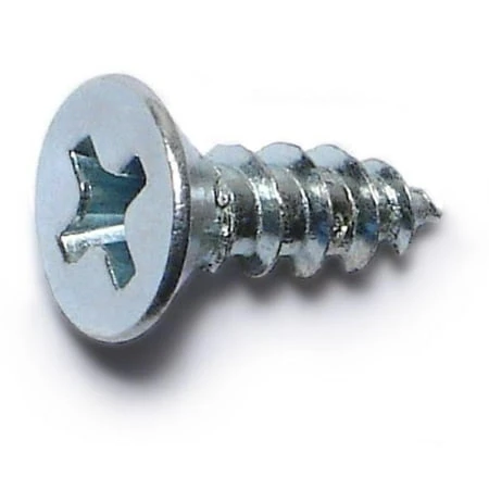 #8 X 1/2 Zinc Plated Steel Phillips Flat Head Wood Screws - 100 Count