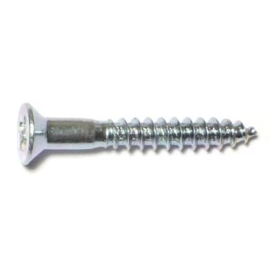 #8 X 1-1/4 Zinc Plated Steel Phillips Flat Head Wood Screws - 100 Count