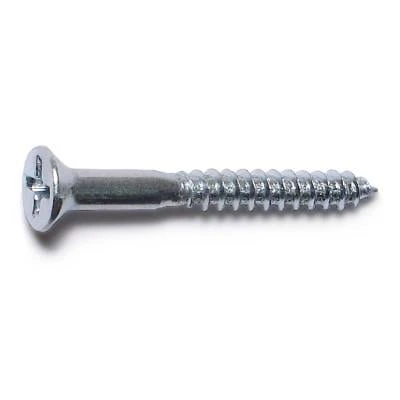 #6 X 1-1/4 Zinc Plated Steel Phillips Flat Head Wood Screws - 100 Count