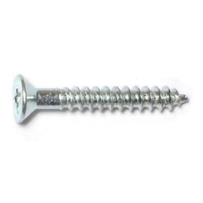 #6 X 1 Zinc Plated Steel Phillips Flat Head Wood Screws - 100 Count