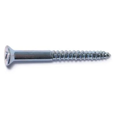 #6 X 1-1/2 Zinc Plated Steel Phillips Flat Head Wood Screws - 100 Count