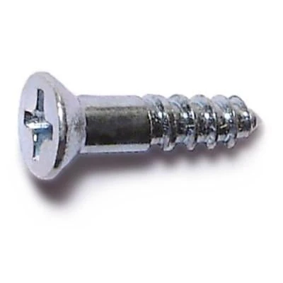 #6 X 5/8 Inch Zinc Plated Steel Phillips Flat Head Wood Screws - 100 Count