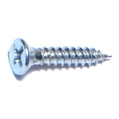 #4 X 5/8 Inch Zinc Plated Steel Phillips Flat Head Wood Screws - 100 Count
