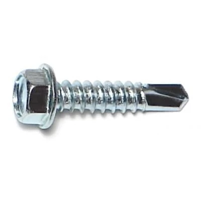 #12-14 X 1 Zinc Plated Steel Hex Washer Head Self-drilling Screws - 100 Count