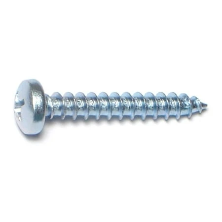 #10 X 1-1/4 Inch Zinc Plated Steel Phillips Pan Head Sheet Metal Screws