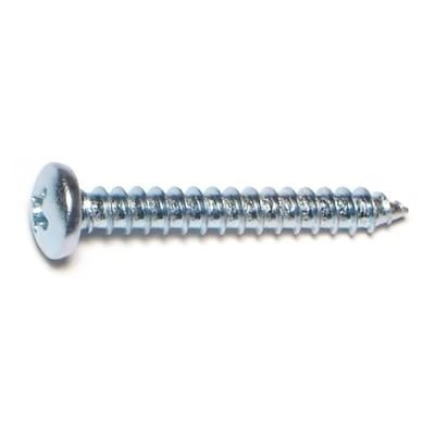 #8 X 1-1/4 Zinc Plated Steel Phillips Pan Head Sheet Metal Screws