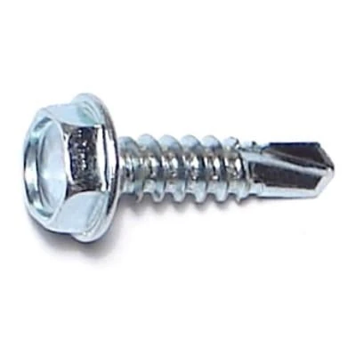 #10-16 X 3/4 Inch Zinc Plated Steel Hex Washer Self-drilling Screws