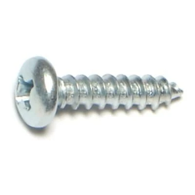 #8 X 3/4 Zinc Plated Steel Phillips Pan Head Sheet Metal Screws - 100 Count