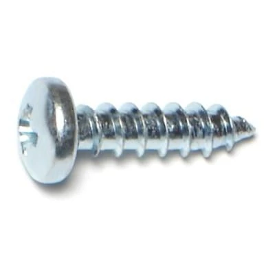 #10 X 3/4 Zinc Plated Steel Phillips Pan Head Sheet Metal Screws - 100 Count