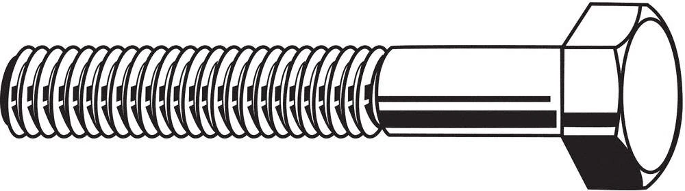 1-1/4 In. X 1/2-20 Hex Head Cap Screw, Grade 8, Carbon Steel, Partially Threaded