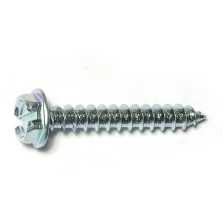 #10 X 1-1/4 Zinc Plated Steel Slotted Hex Washer Head Sheet Metal Screws - 100 Count