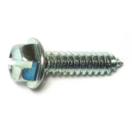 #14 X 1 Zinc Plated Steel Slotted Hex Washer Head Sheet Metal Screws - 100 Count