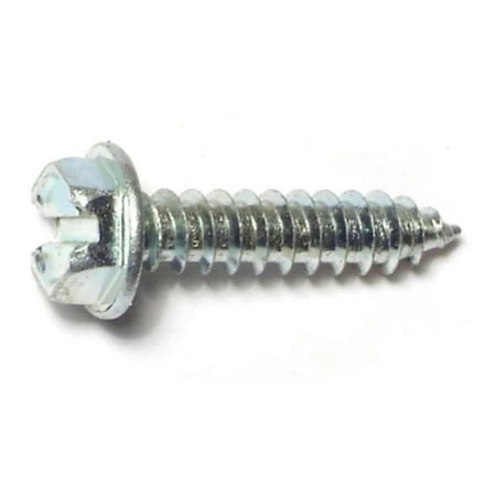 #8 X 3/4 Zinc Plated Steel Slotted Hex Washer Head Sheet Metal Screws