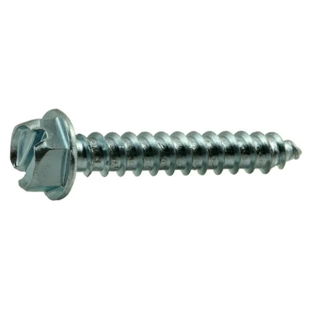 #14 X 1-1/2 Zinc Plated Steel Hex Washer Head Sheet Metal Screws - 100 Count