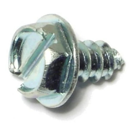 #10 X 3/8 Inch Zinc Plated Steel Hex Washer Head Sheet Metal Screws - 100 Count
