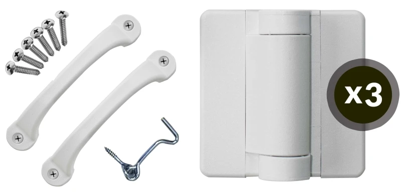 White Heavy Duty Screen Door Hardware Kit For Vinyl And Wood Doors - Model Sdhwt
