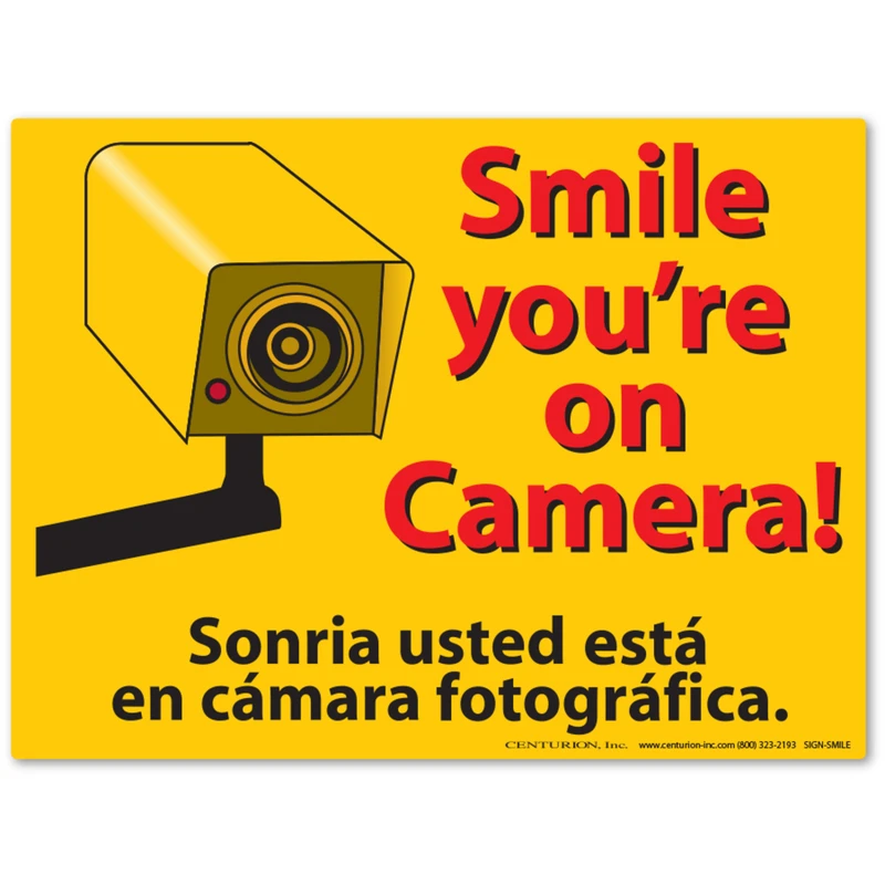 Bilingual Camera Surveillance Loss Prevention Sign 12 In. H X 9 In. W