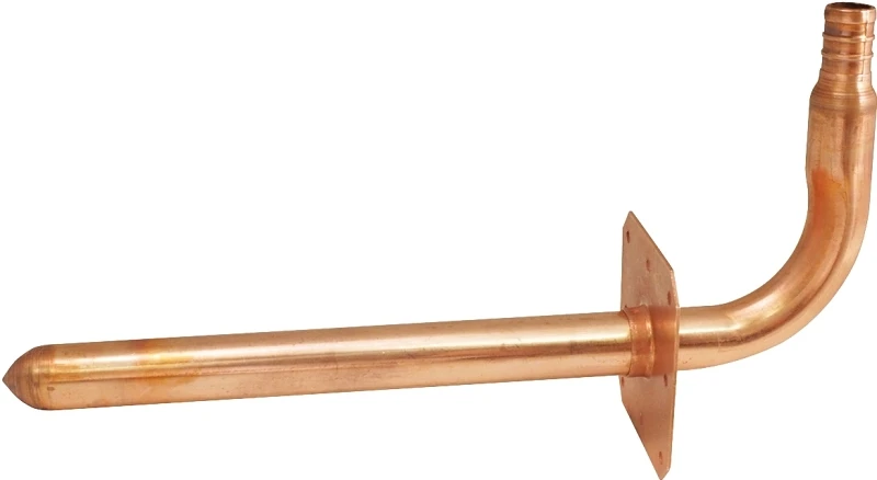 8 In. X 1/2 In. Copper Pex Barb Stub-out 90-degree Elbow With Flange - Model Apxstub8we