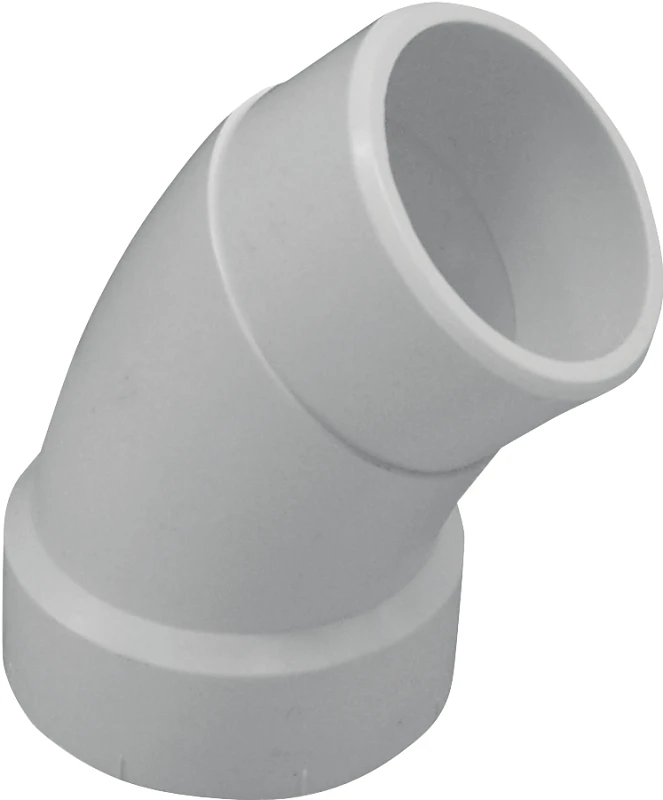 1-1/2" Pvc 45 Degree Long Turn Street Elbow, Schedule 40, Spigot X Hub Connection