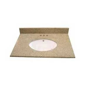 31x22 Inch Brown Granite Sink With White Oval Porcelain Basin