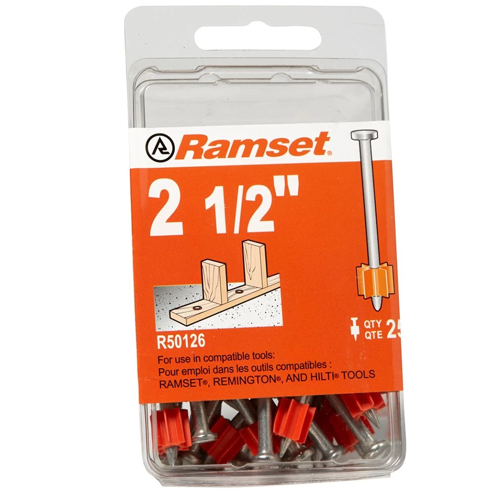 2 1/2 Inch Drive Pin, 25 Pack, Head Diameter 0.3 In, Shank Diameter 0.145 In