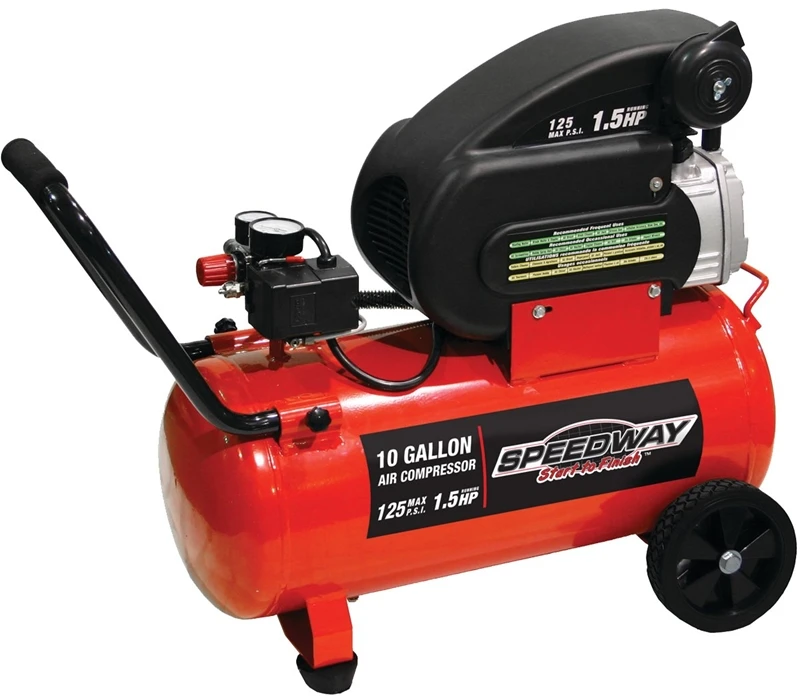10 Gallon Portable Electric Air Compressor With Pneumatic Tires And Iron Tank