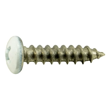#8 X 3/4 Stainless Steel White Phillips Pan Head Sheet Metal Screws - 18-8 Grade