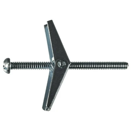 1/8 X 2 Zinc Plated Steel Slotted Round Head Toggle Bolts - 10 Pack