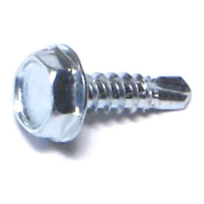 #6-20 X 1/2 Zinc Plated Steel Hex Head Self-drilling Screws - 100 Count