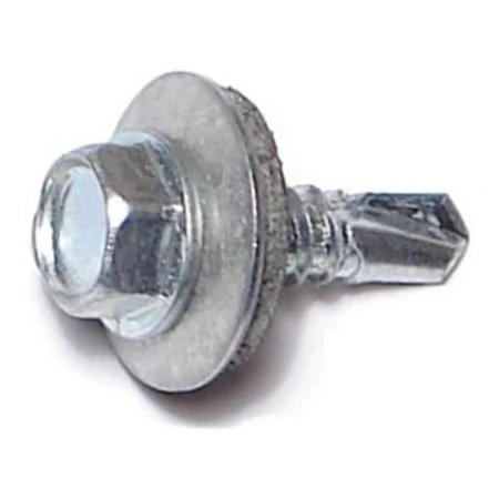 #12-14 X 3/4 Zinc Plated Steel Hex Bonded Self-drilling Screws - 100 Count