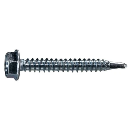 #10-16 X 1-1/2 Zinc Plated Steel Hex Washer Self-drilling Screws - 10 Count