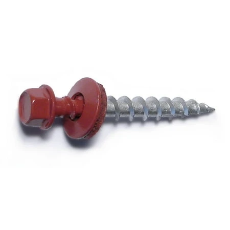 #10 X 1-1/2 Red Painted Steel Hex Washer Head Self-drilling Pole Barn Screws