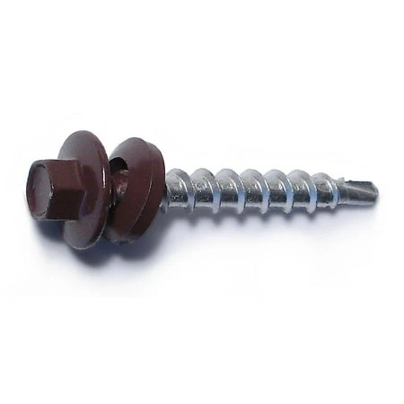 #10 X 1-1/2 Inch Painted Brown Steel Hex Washer Head Pole Barn Screws