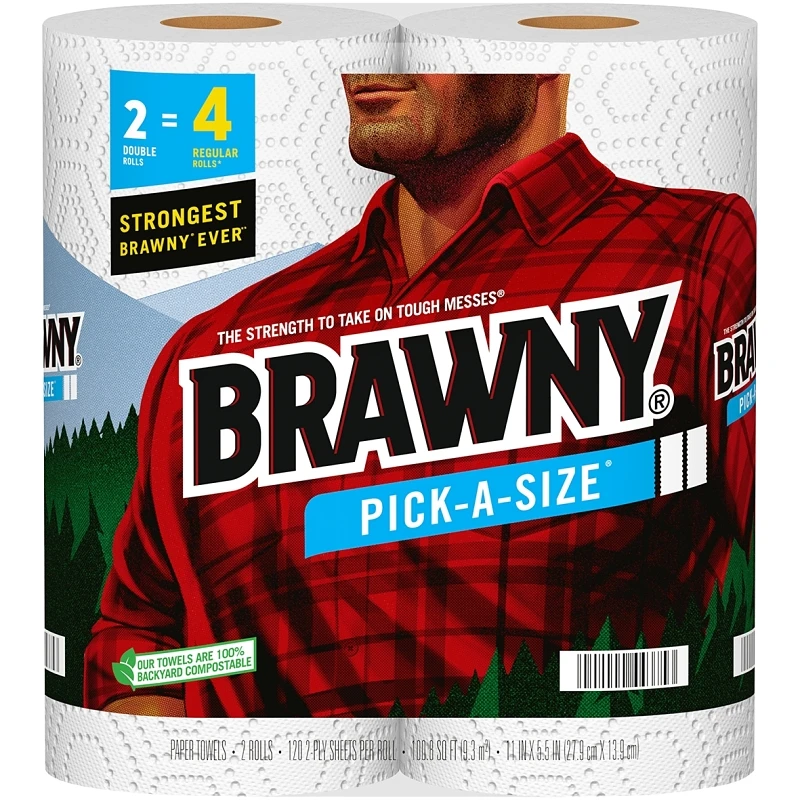 Tear-a-square 2-ply Paper Towels, 120 Sheets Per Roll, 2 Double Rolls