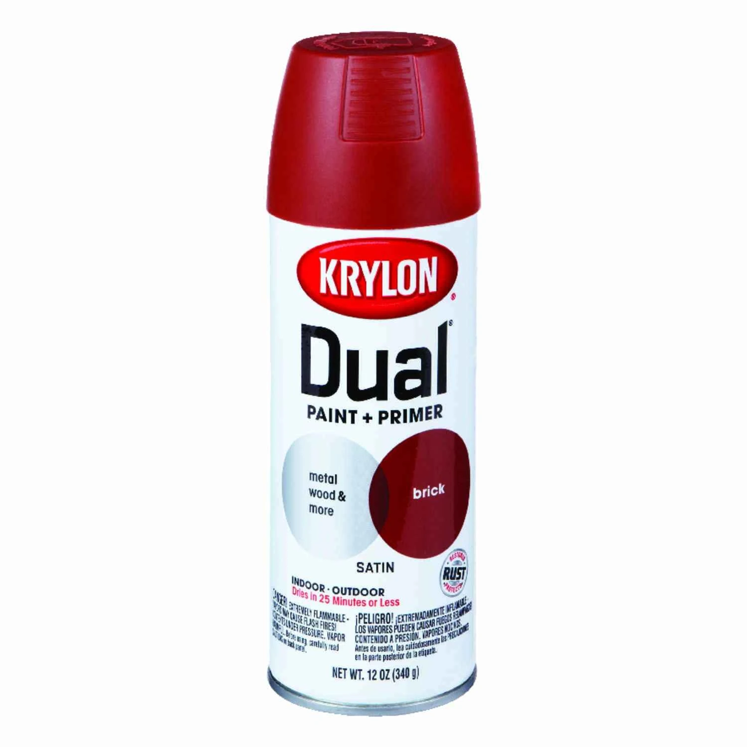 Dual Satin Paint + Primer Spray Paint 12 Oz. Brick Color