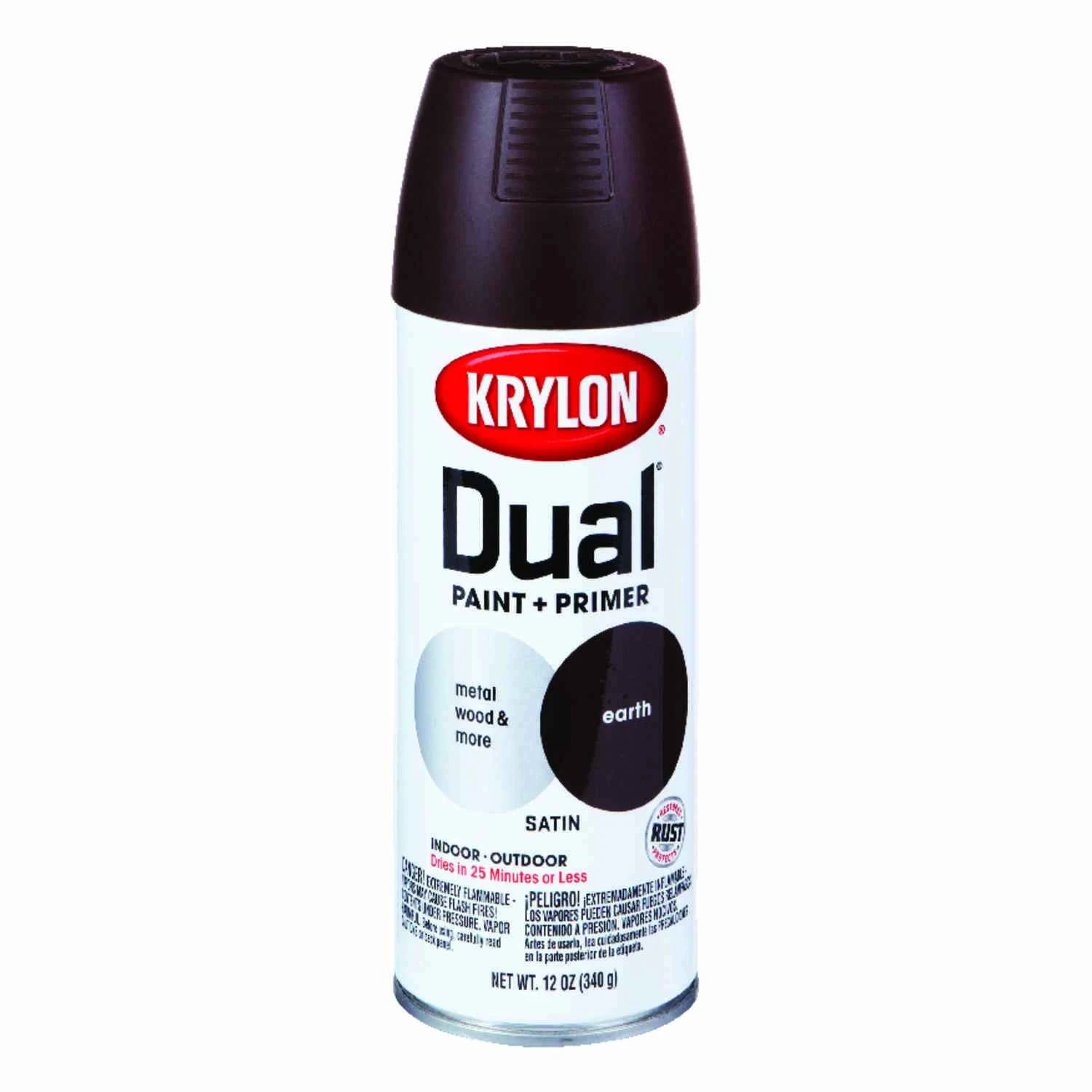 Dual Satin Earth Paint And Primer Spray Paint 12 Oz. - Superbond Finish