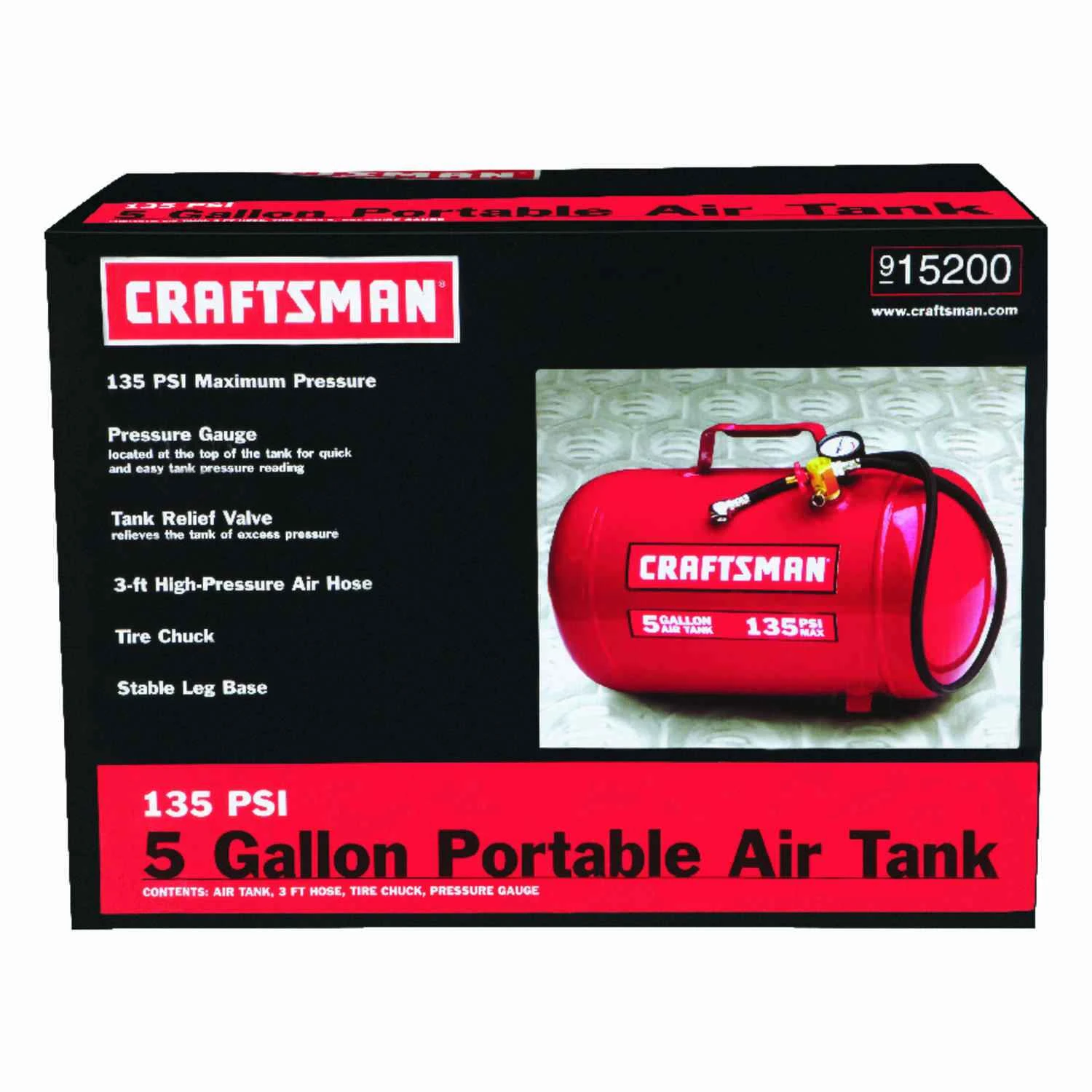 5 Gallon Horizontal Air Tank 135 Psi Portable Compressor