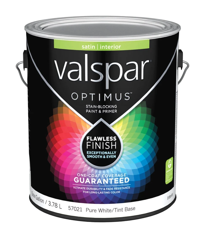 Optimus Satin Tintable Pure White Tint Base Acrylic Latex Paint And Primer 1 Gallon