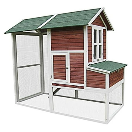 242676 Extra Large Chicken Ranch Coop In Dark Red With Black Trim