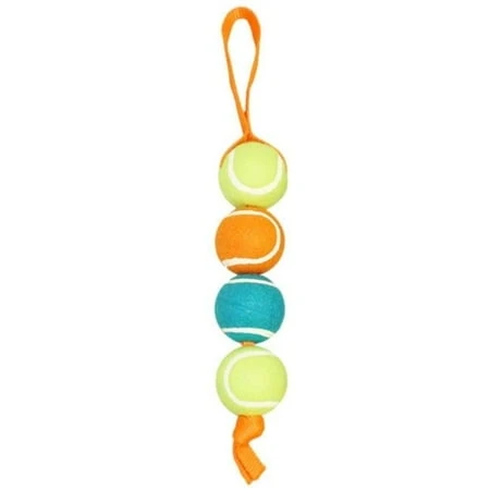 Wb15529 4 Nylon Stacked Tennis Ball Tug Dog Toy For Active Dogs