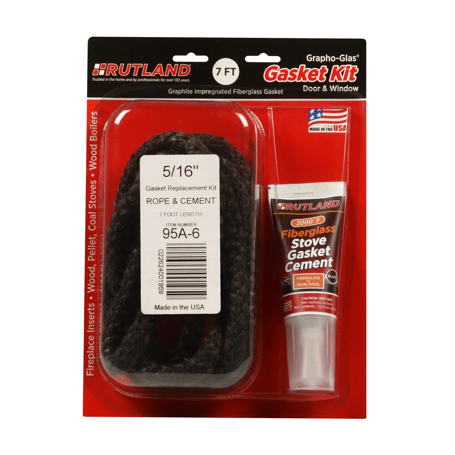 Grapho-glas Cement/fiberglass Rope Gasket Kit - 7 Ft X 5/16 In.