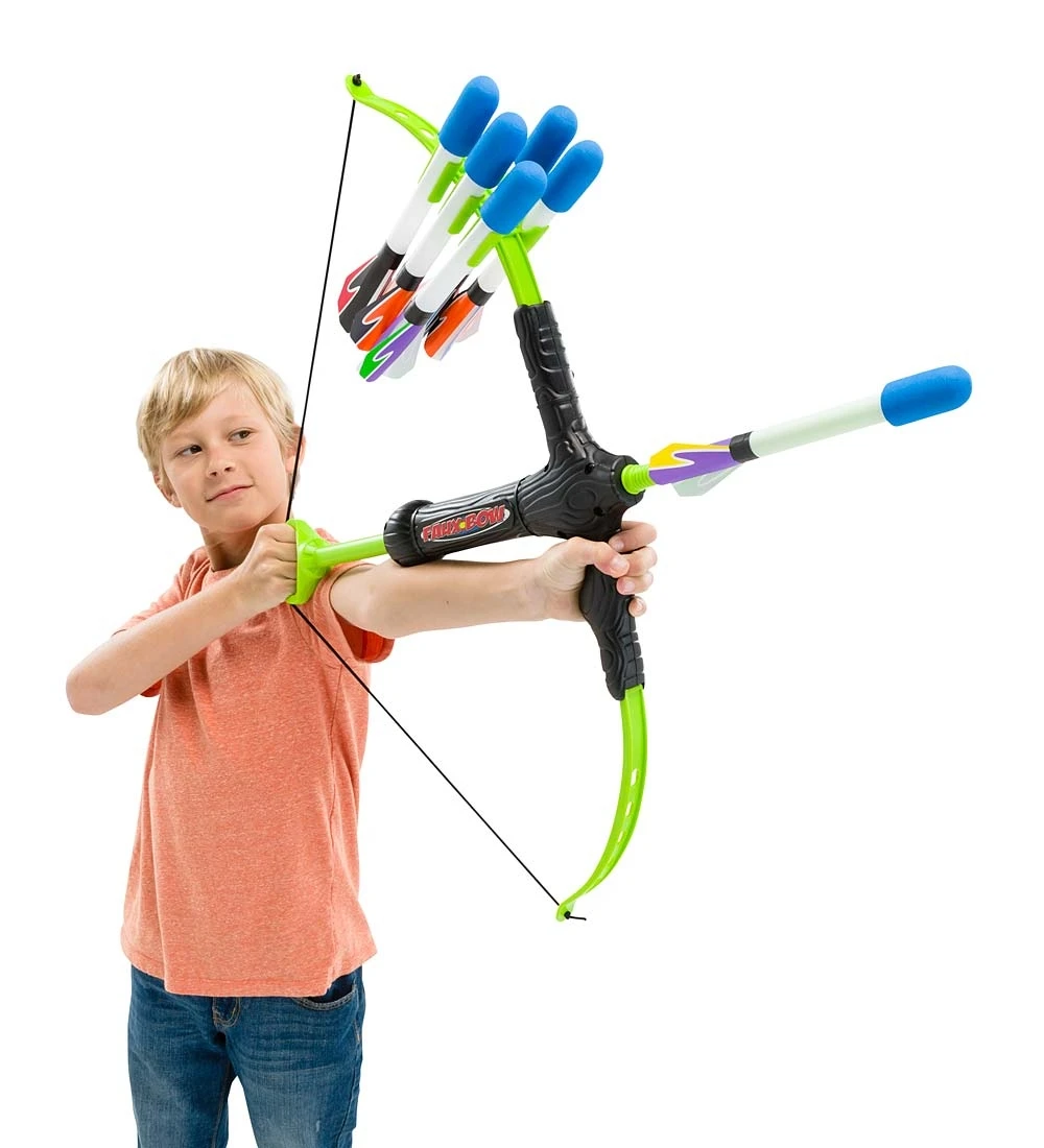 Faux Bow And Foam-tipped Arrows Practice Archery Set With Built-in Quiver